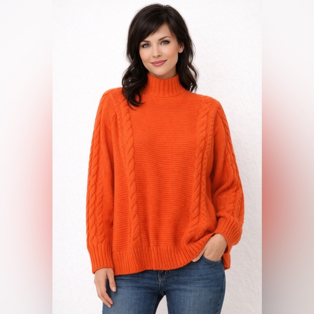 PrettyLittleThing Chunky Orange Cable Knit Sweater Size M